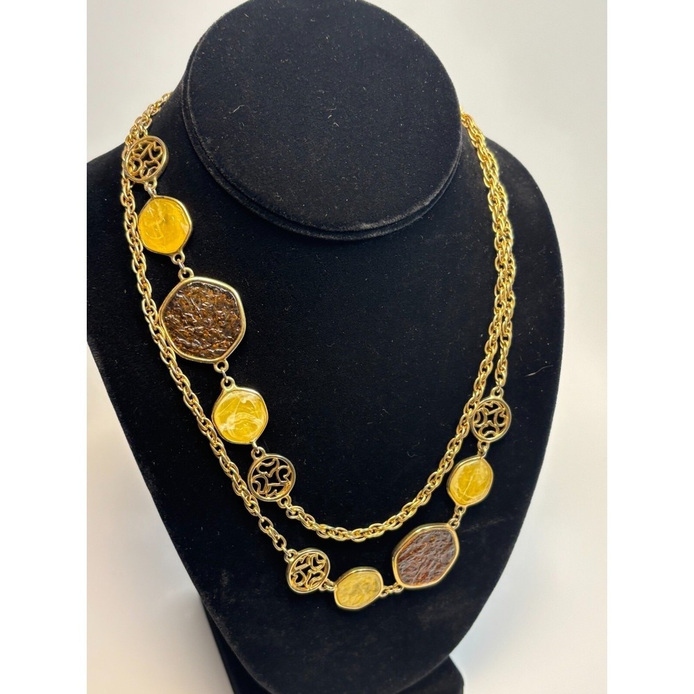 Necklace Retro Vintage Elegance Long Statement in Gold Tone 32 in Sarah Coventry